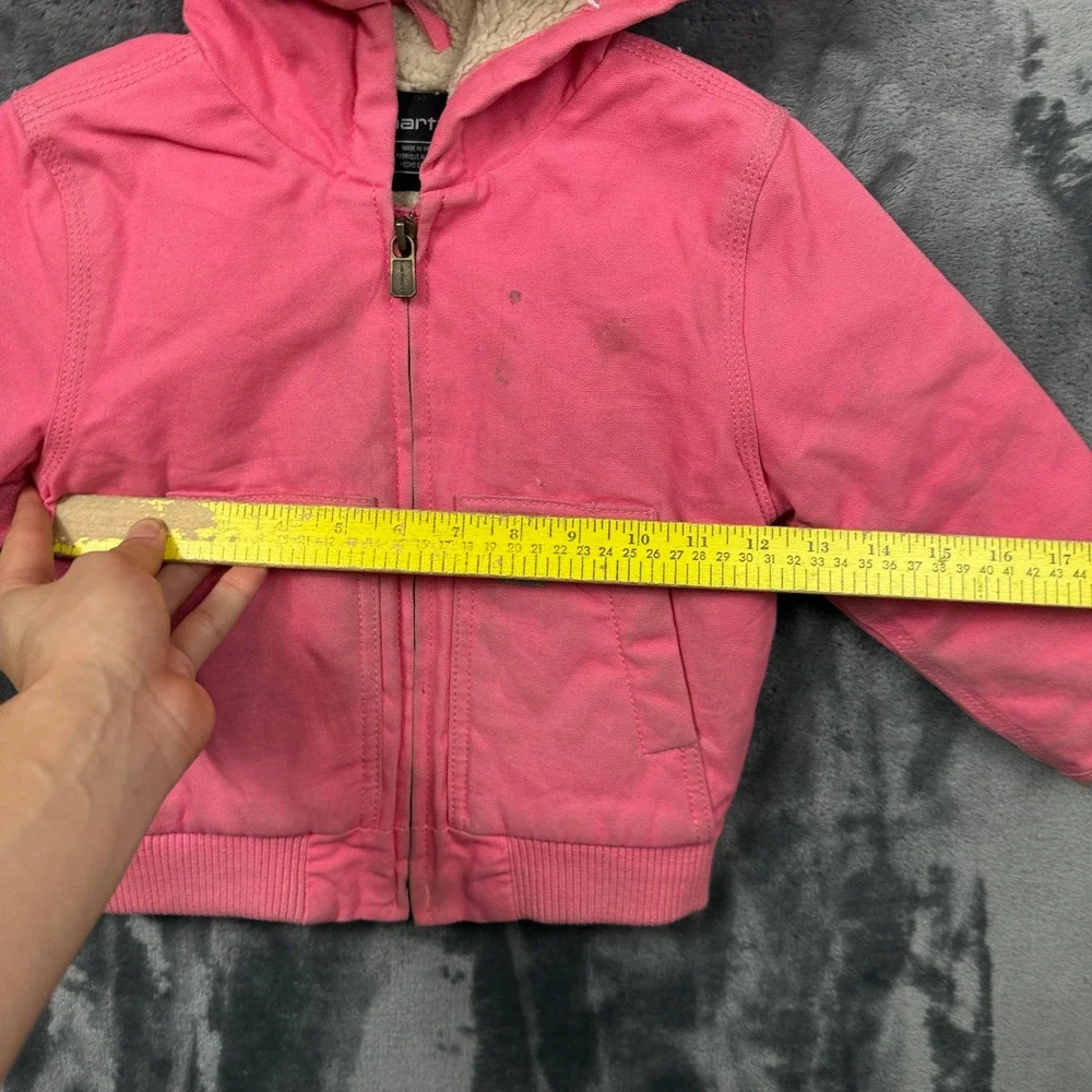 Carhartt Active Jacket Toddler 2T Pink Sherpa Lined Hooded Canvas Coat